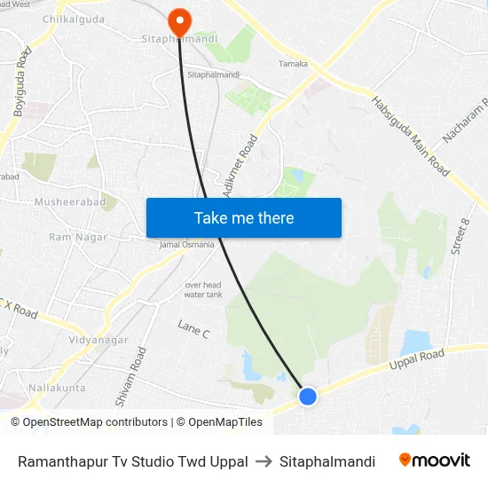 Ramanthapur Tv Studio Twd Uppal to Sitaphalmandi map