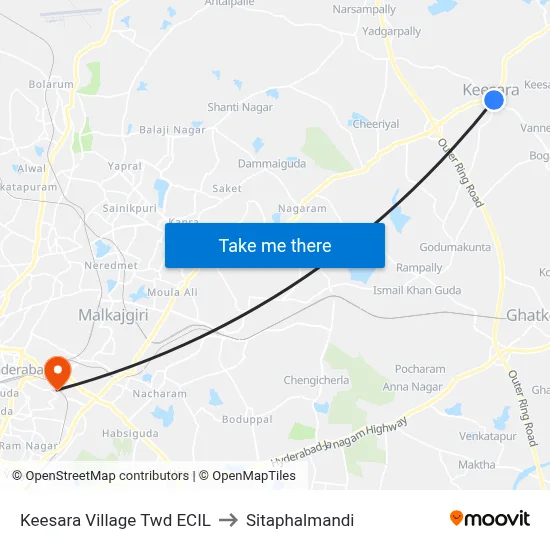 Keesara Village Twd ECIL to Sitaphalmandi map