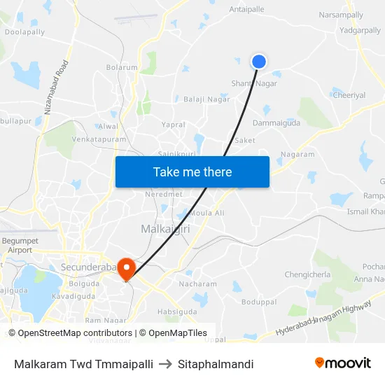 Malkaram Twd Tmmaipalli to Sitaphalmandi map