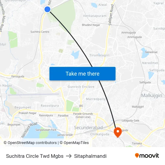 Suchitra Circle Twd Mgbs to Sitaphalmandi map