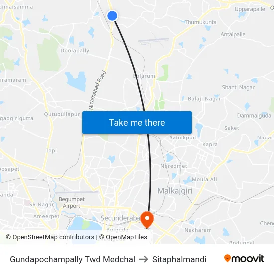 Gundapochampally Twd Medchal to Sitaphalmandi map
