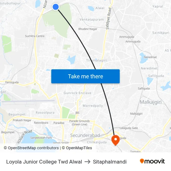Loyola Junior College Twd Alwal to Sitaphalmandi map