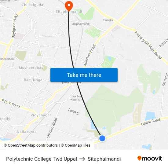 Polytechnic College Twd Uppal to Sitaphalmandi map