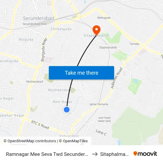 Ramnagar Mee Seva Twd Secunderbad to Sitaphalmandi map