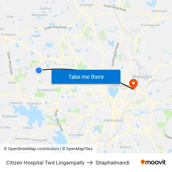 Citizen Hospital Twd Lingampally to Sitaphalmandi map