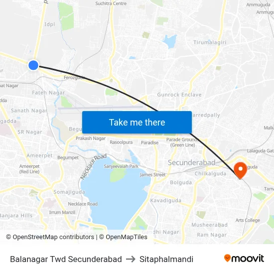 Balanagar Twd Secunderabad to Sitaphalmandi map