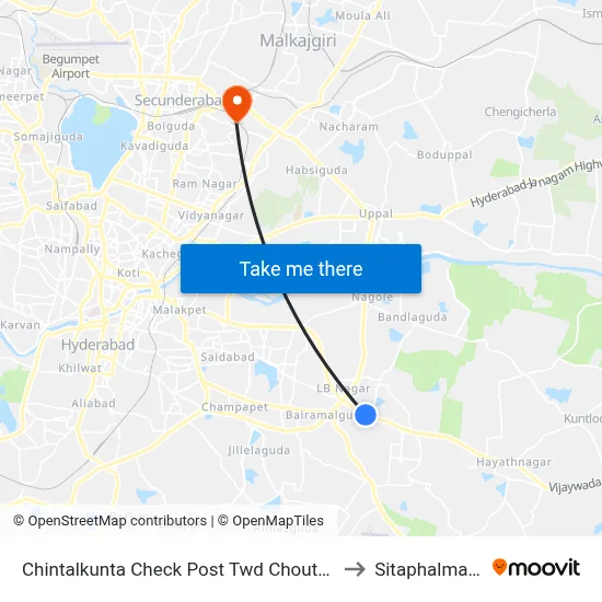 Chintalkunta Check Post Twd Choutuppal to Sitaphalmandi map