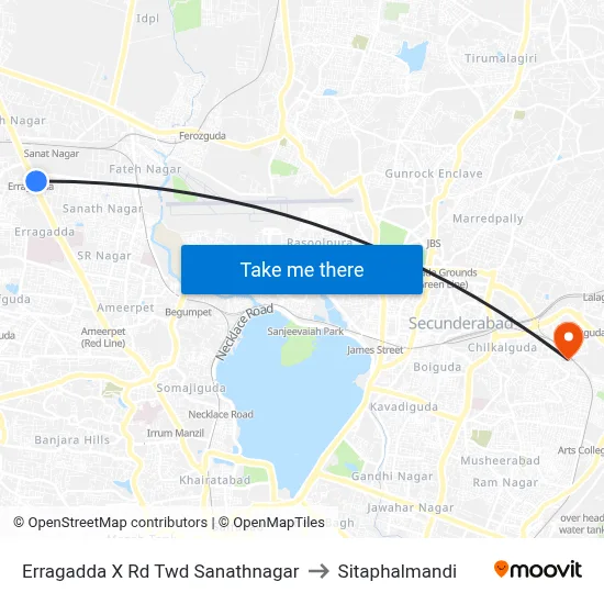 Erragadda  X Rd Twd Sanathnagar to Sitaphalmandi map