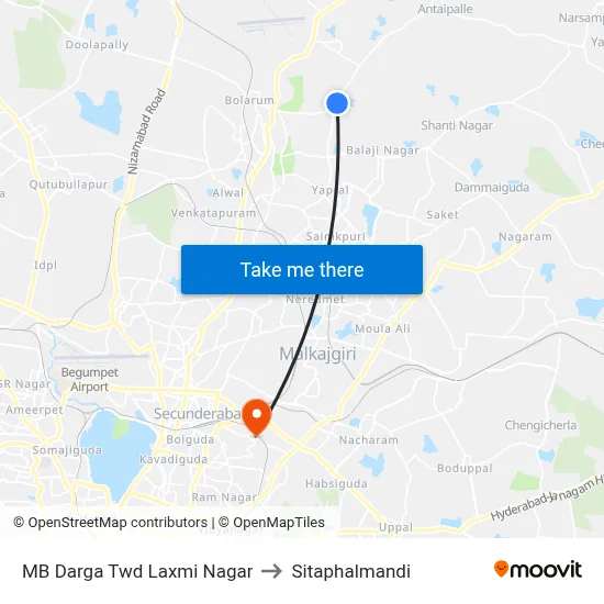 MB Darga Twd Laxmi Nagar to Sitaphalmandi map