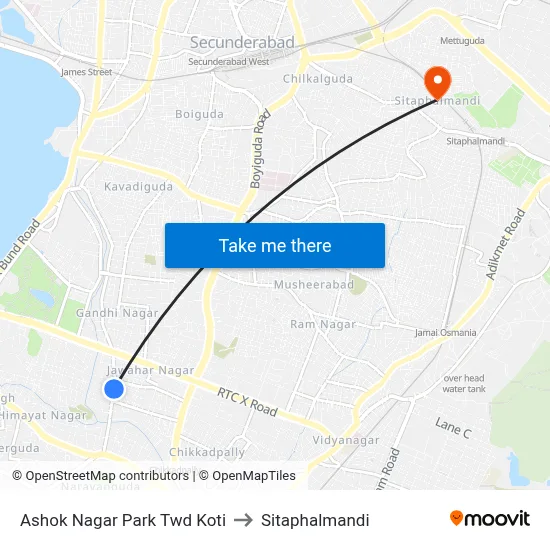 Ashok Nagar Park Twd Koti to Sitaphalmandi map