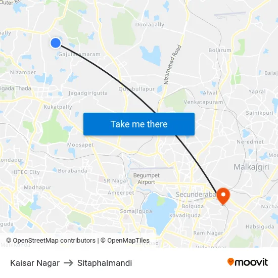 Kaisar Nagar to Sitaphalmandi map