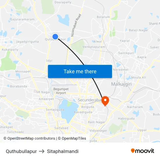Quthubullapur to Sitaphalmandi map