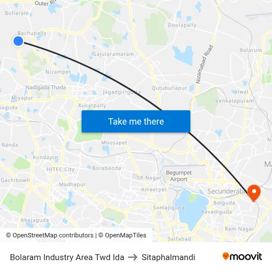 Bolaram Industry Area Twd Ida to Sitaphalmandi map