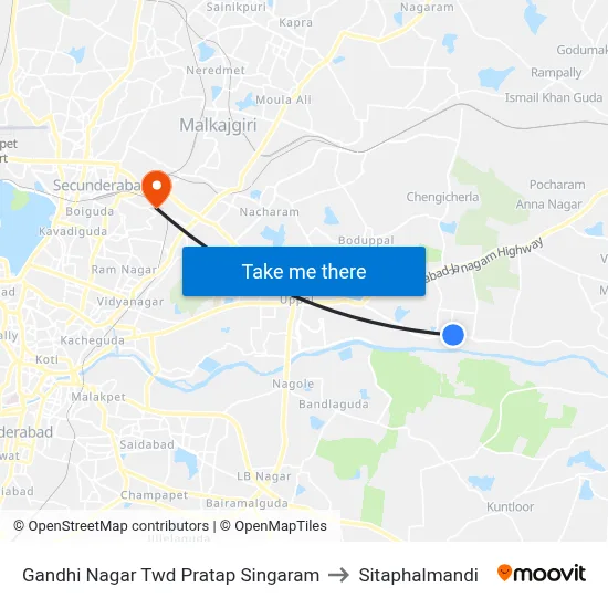 Gandhi Nagar Twd Pratap Singaram to Sitaphalmandi map