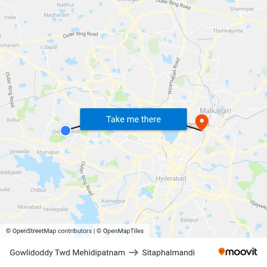 Gowlidoddy Twd Mehidipatnam to Sitaphalmandi map