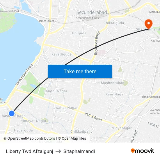 Liberty Twd Afzalgunj to Sitaphalmandi map