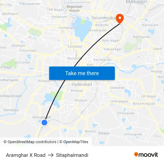 Aramghar X Road to Sitaphalmandi map