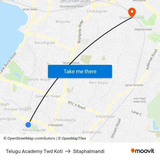 Telugu Academy Twd Koti to Sitaphalmandi map