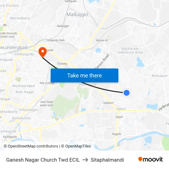 Ganesh Nagar Church Twd ECIL to Sitaphalmandi map