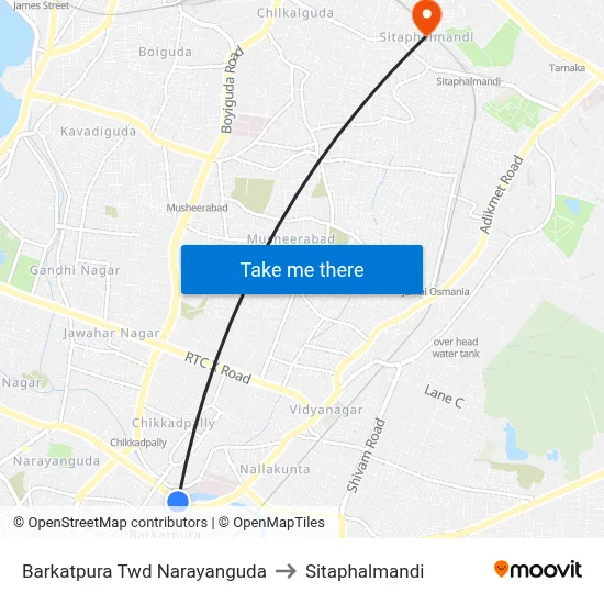 Barkatpura Twd Narayanguda to Sitaphalmandi map