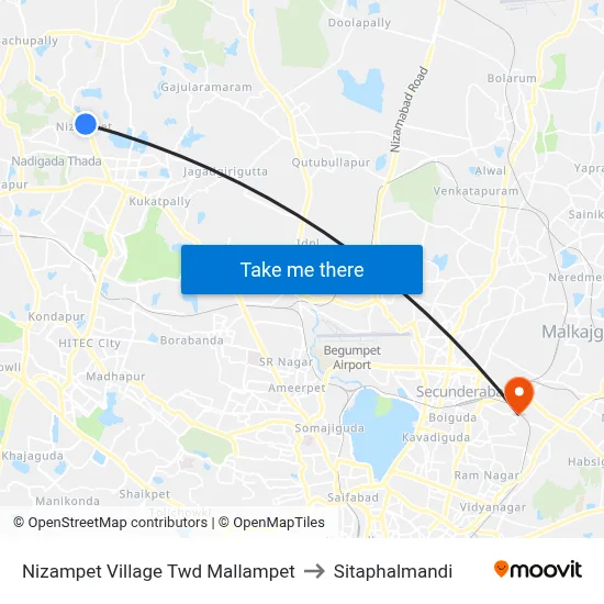 Nizampet Village Twd Mallampet to Sitaphalmandi map