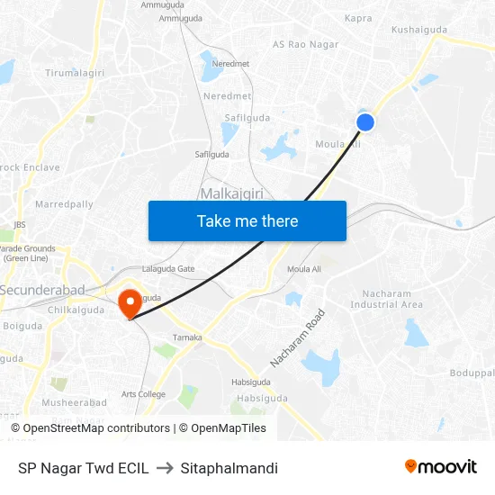 SP Nagar Twd ECIL to Sitaphalmandi map