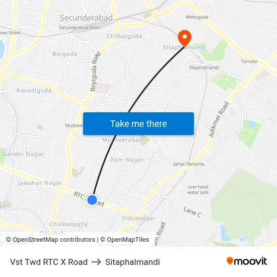 Vst Twd RTC X Road to Sitaphalmandi map