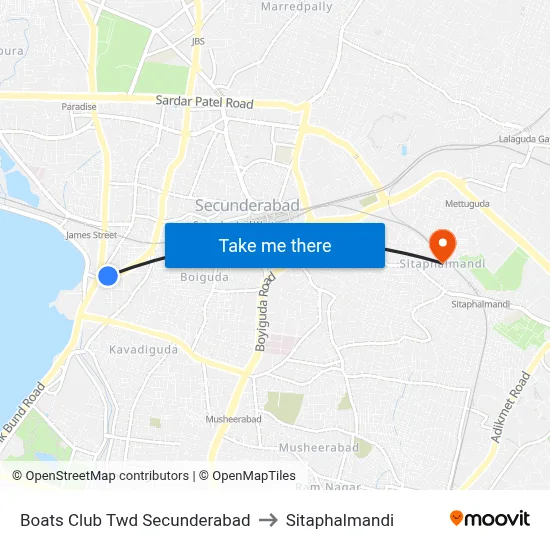 Boats Club Twd Secunderabad to Sitaphalmandi map