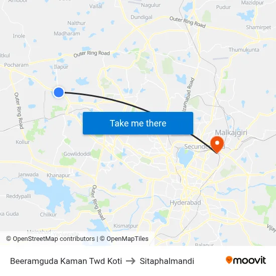 Beeramguda Kaman Twd Koti to Sitaphalmandi map