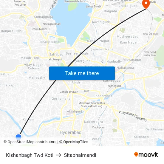 Kishanbagh Twd Koti to Sitaphalmandi map
