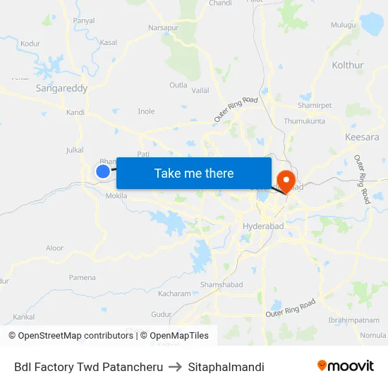 Bdl Factory Twd Patancheru to Sitaphalmandi map