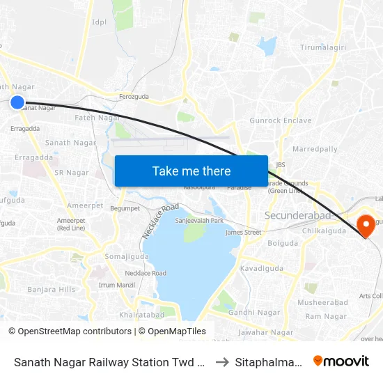 Sanath Nagar Railway Station Twd Koti to Sitaphalmandi map