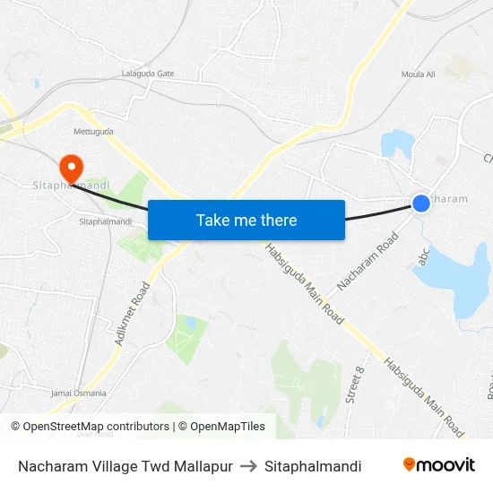 Nacharam Village Twd Mallapur to Sitaphalmandi map