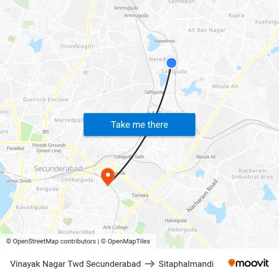 Vinayak Nagar Twd Secunderabad to Sitaphalmandi map