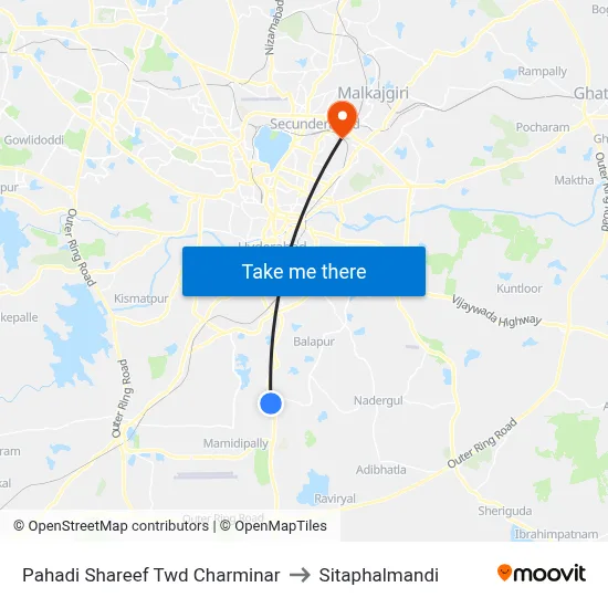 Pahadi Shareef Twd Charminar to Sitaphalmandi map