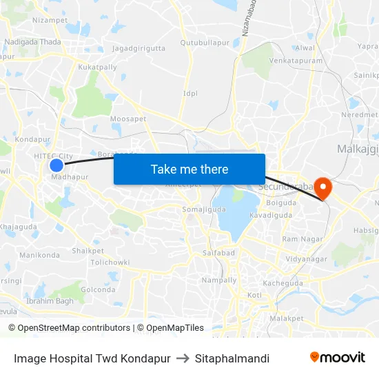 Image Hospital Twd Kondapur to Sitaphalmandi map