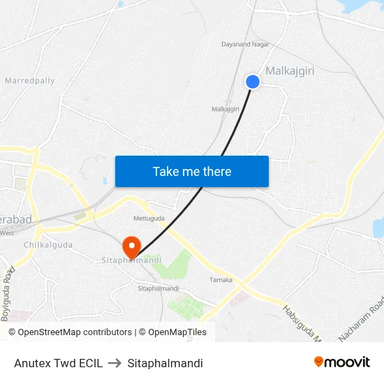 Anutex Twd ECIL to Sitaphalmandi map