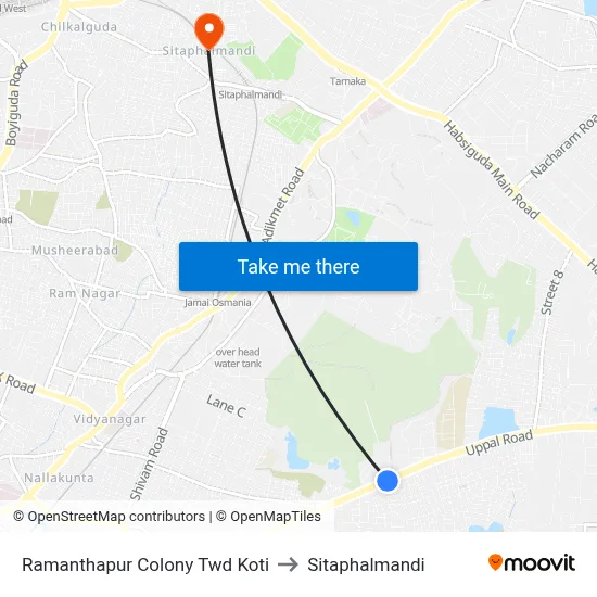Ramanthapur Colony  Twd Koti to Sitaphalmandi map