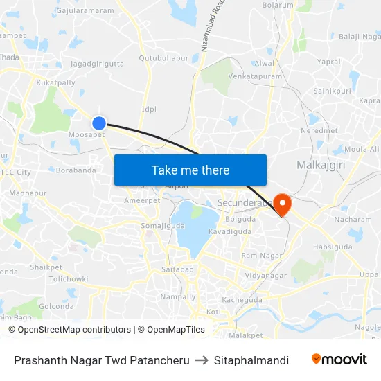 Prashanth Nagar  Twd Patancheru to Sitaphalmandi map