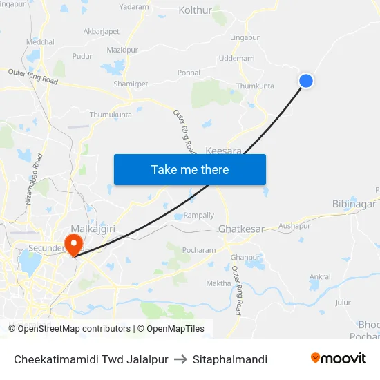 Cheekatimamidi Twd Jalalpur to Sitaphalmandi map