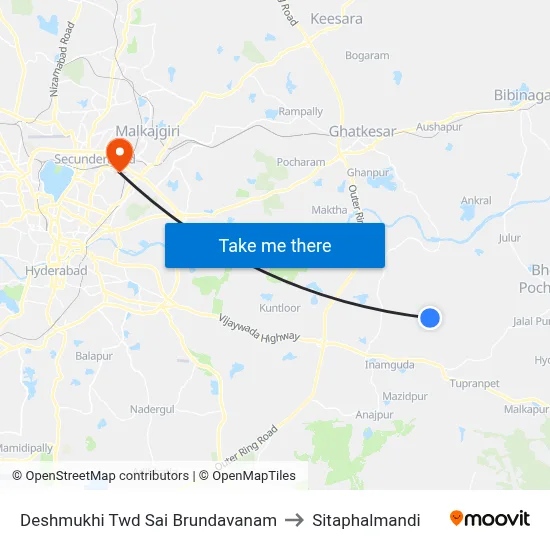Deshmukhi Twd Sai Brundavanam to Sitaphalmandi map