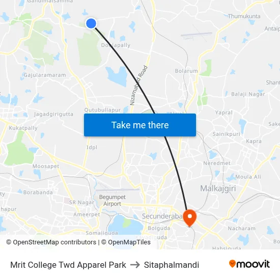 Mrit College Twd Apparel Park to Sitaphalmandi map