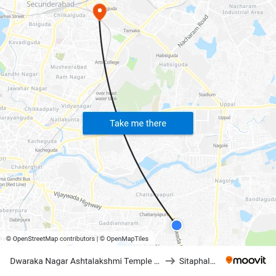 Dwaraka Nagar Ashtalakshmi Temple Twd Lbnagar to Sitaphalmandi map