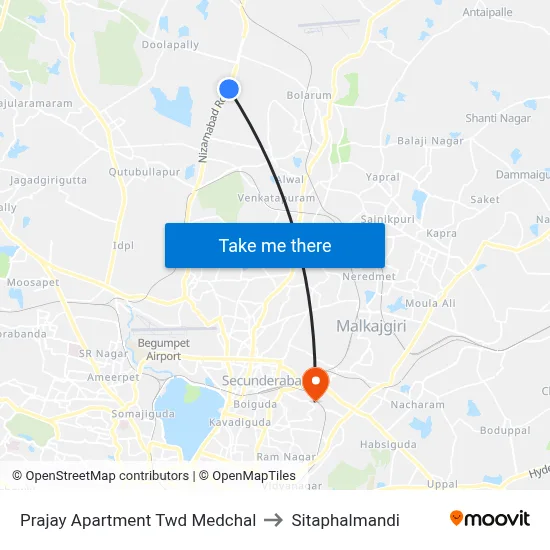 Prajay Apartment Twd Medchal to Sitaphalmandi map