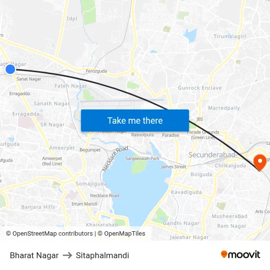 Bharat Nagar to Sitaphalmandi map