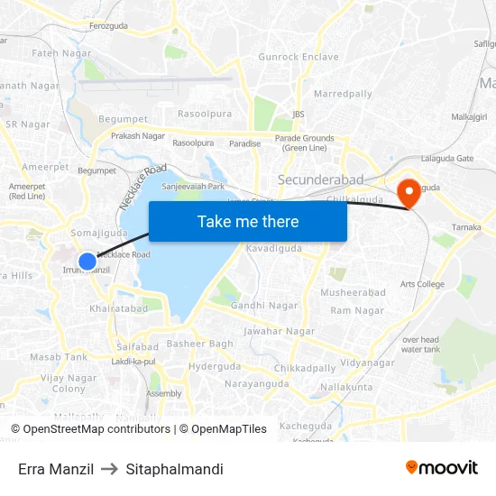 Erra Manzil to Sitaphalmandi map