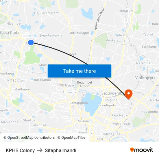 KPHB Colony to Sitaphalmandi map