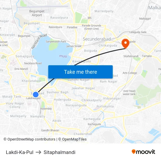 Lakdi-Ka-Pul to Sitaphalmandi map