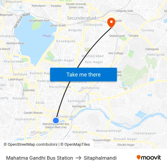 Mahatma Gandhi Bus Station to Sitaphalmandi map