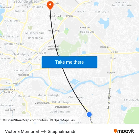 Victoria Memorial to Sitaphalmandi map